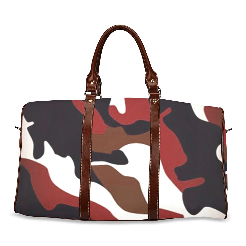 maroon and black camo weekender Travel Bag