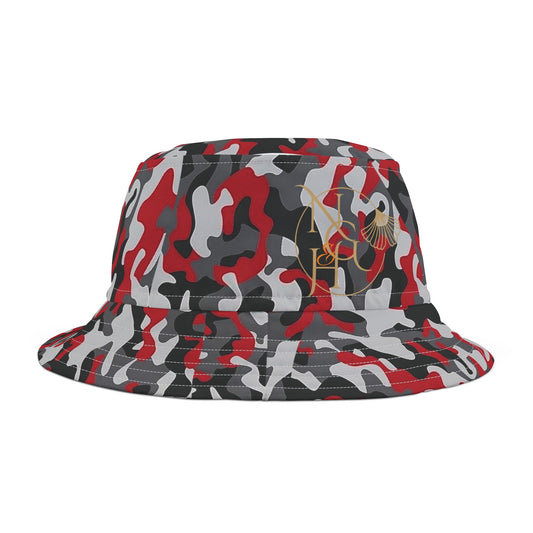 Bucket Hat red and black camouflage