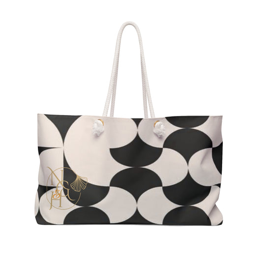 Black and White abstract Weekender Tote