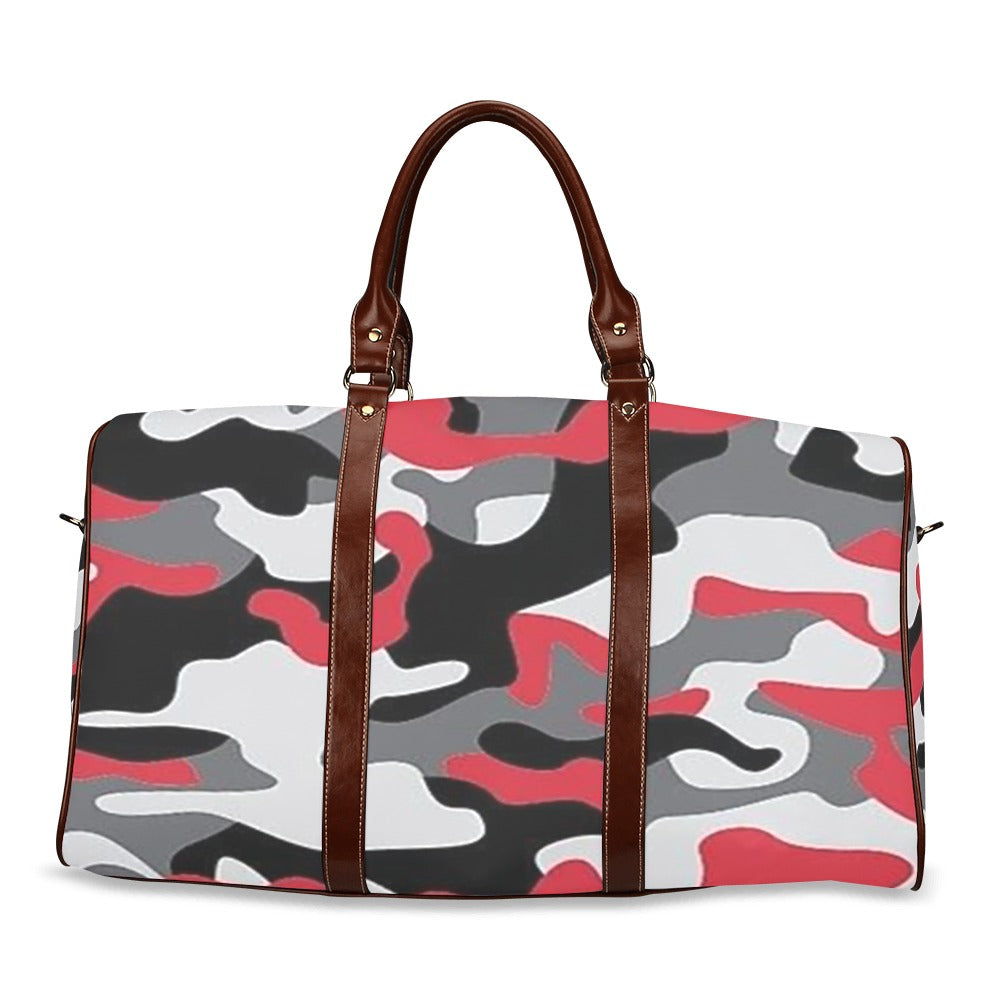 black and red camo weekender Waterproof Travel Bag/Large