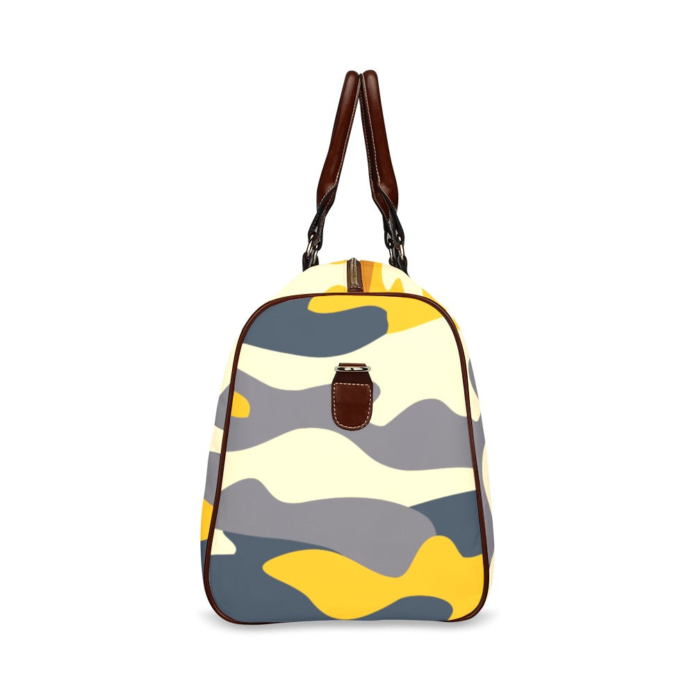 mustard and grey camo weekender Travel Bag