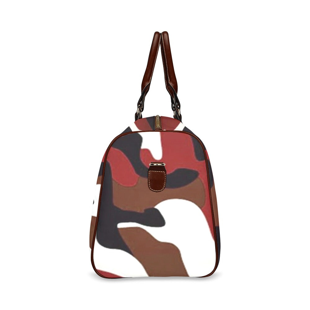 maroon and black camo weekender Travel Bag