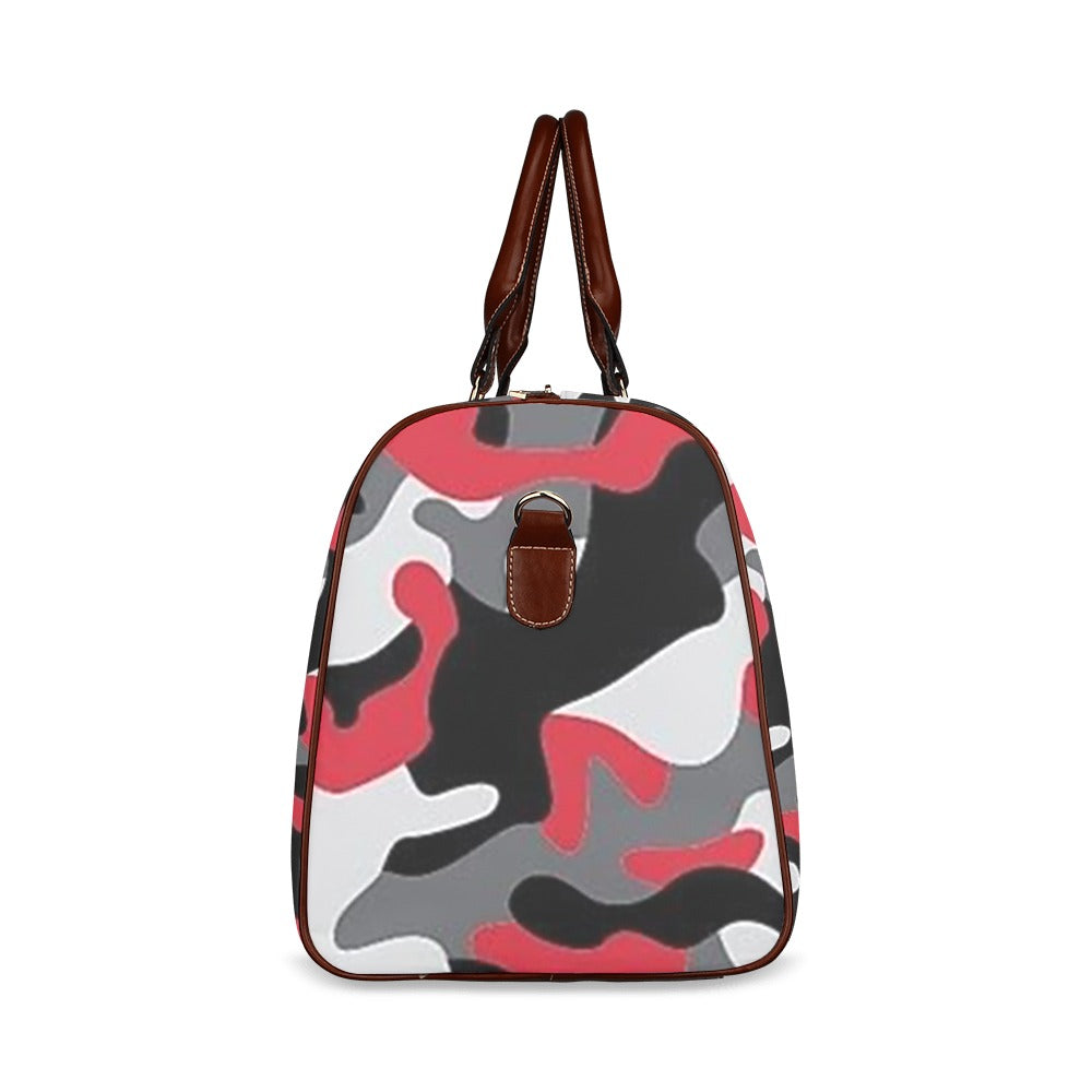 black and red camo weekender Waterproof Travel Bag/Large