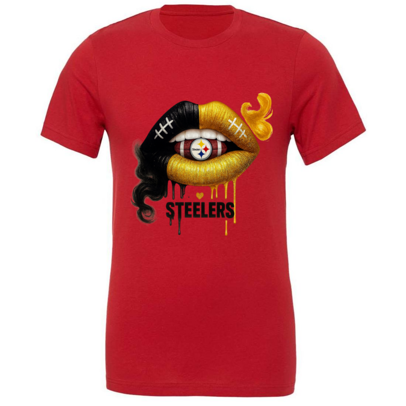 Game day Steelers lips graphic tshirt, soft cotton unisex fit