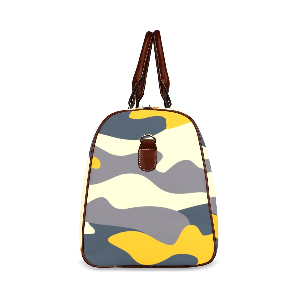 mustard and grey camo weekender Travel Bag