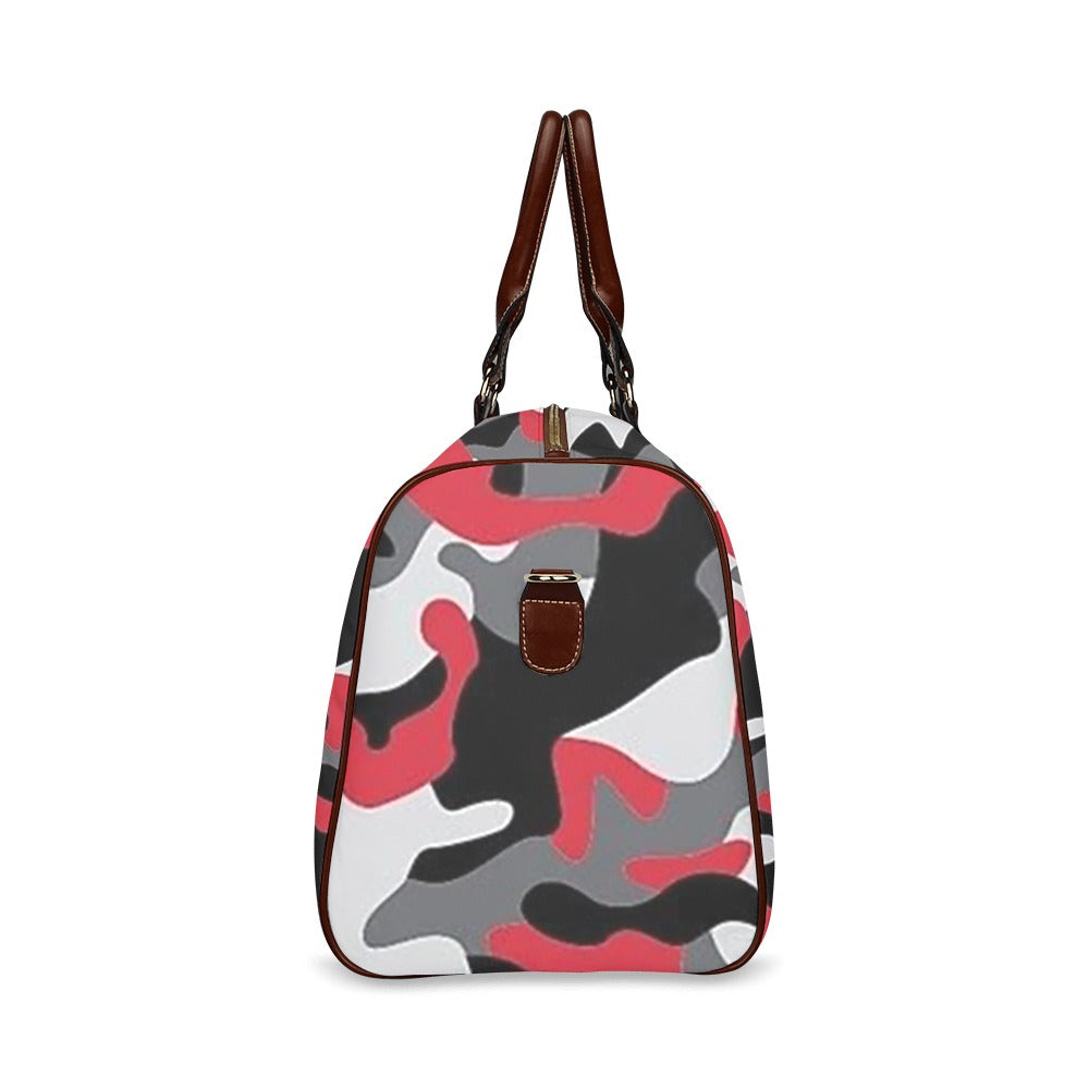 black and red camo weekender Waterproof Travel Bag/Large
