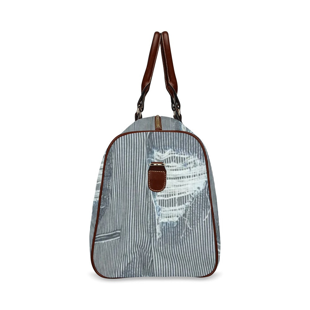 ripped denim weekender Travel Bag