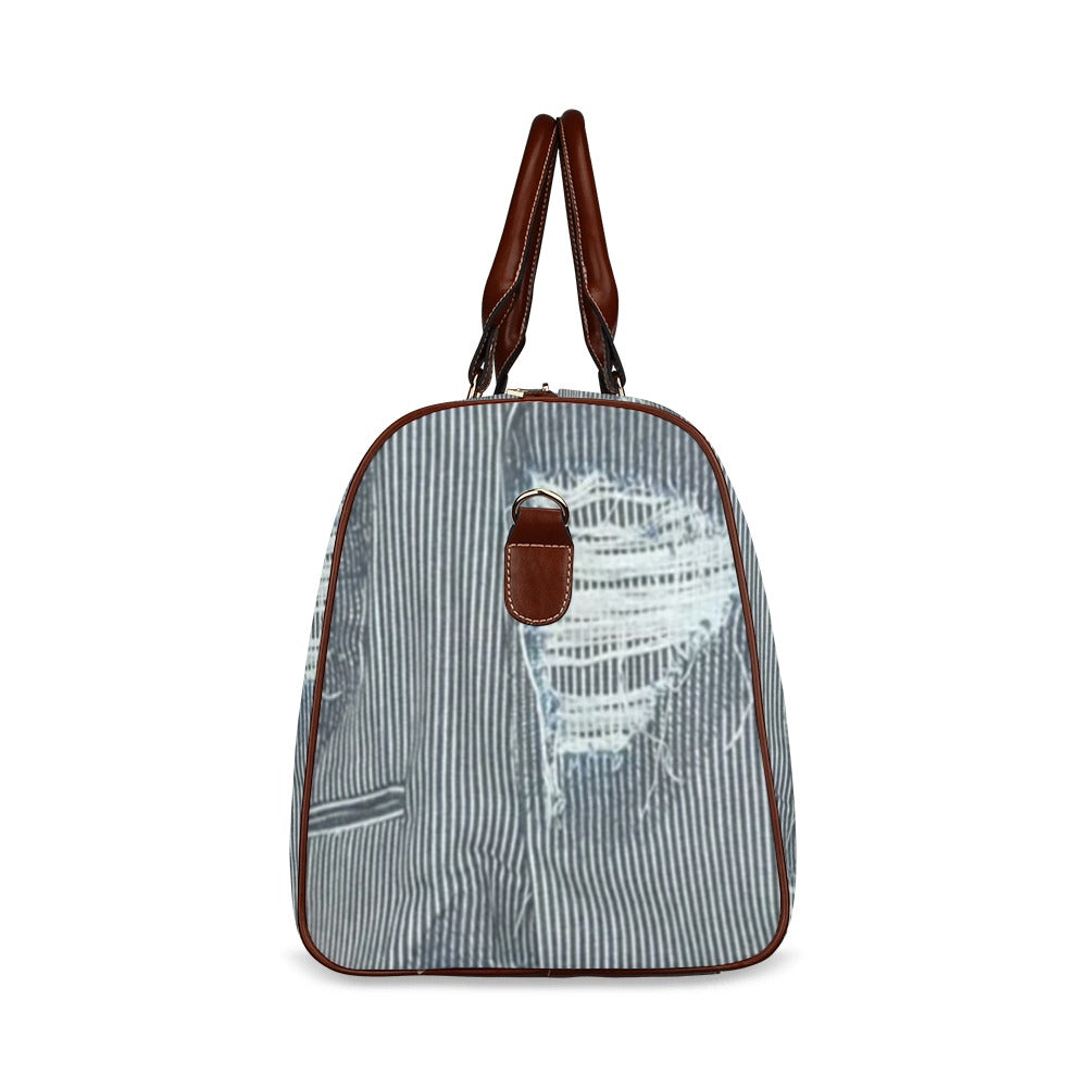 ripped denim weekender Travel Bag