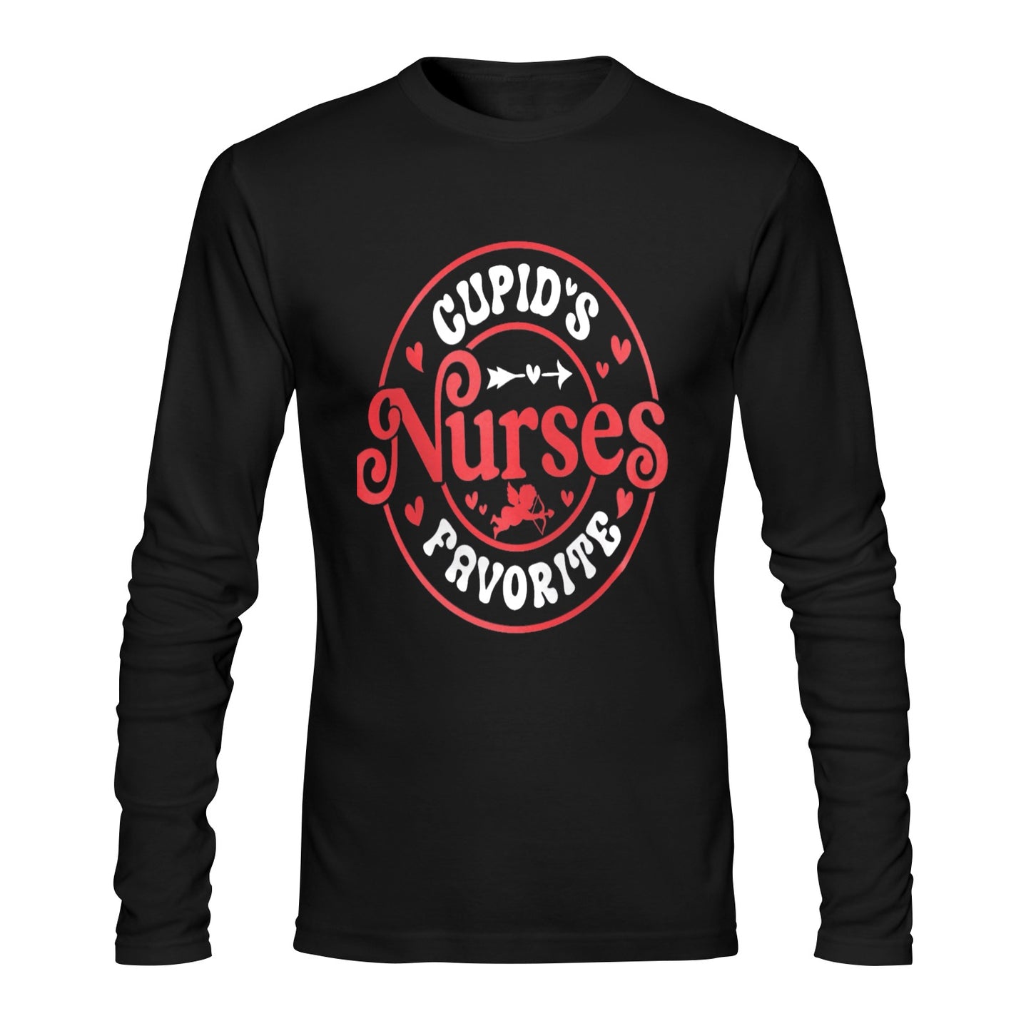 Cupid's Favorite Nurse-black long sleeve T-shirt