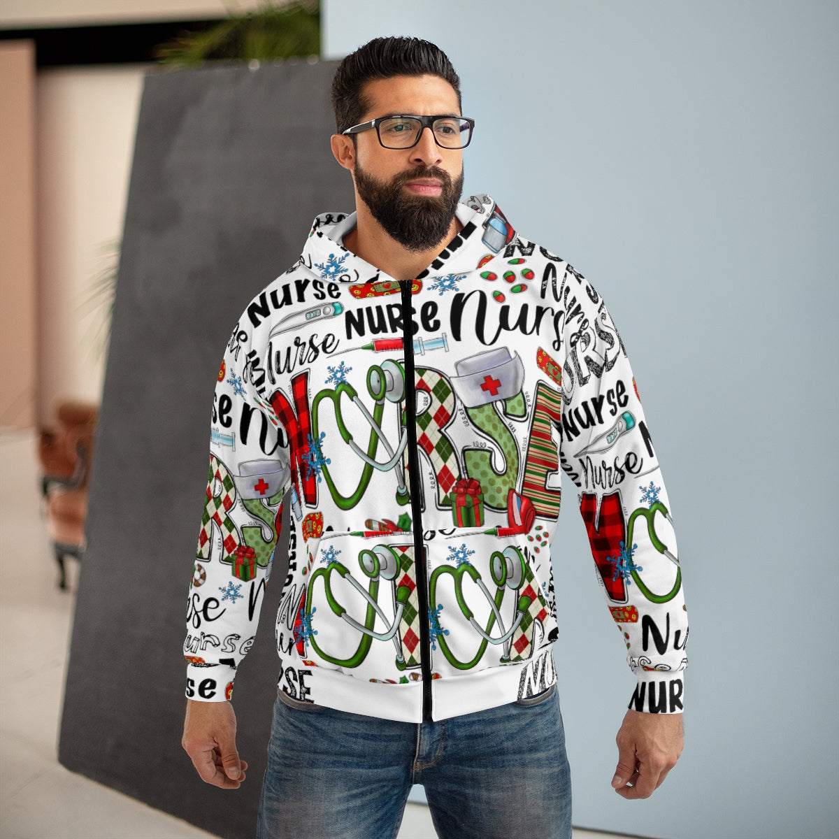 AOP Unisex Zip Hoodie
