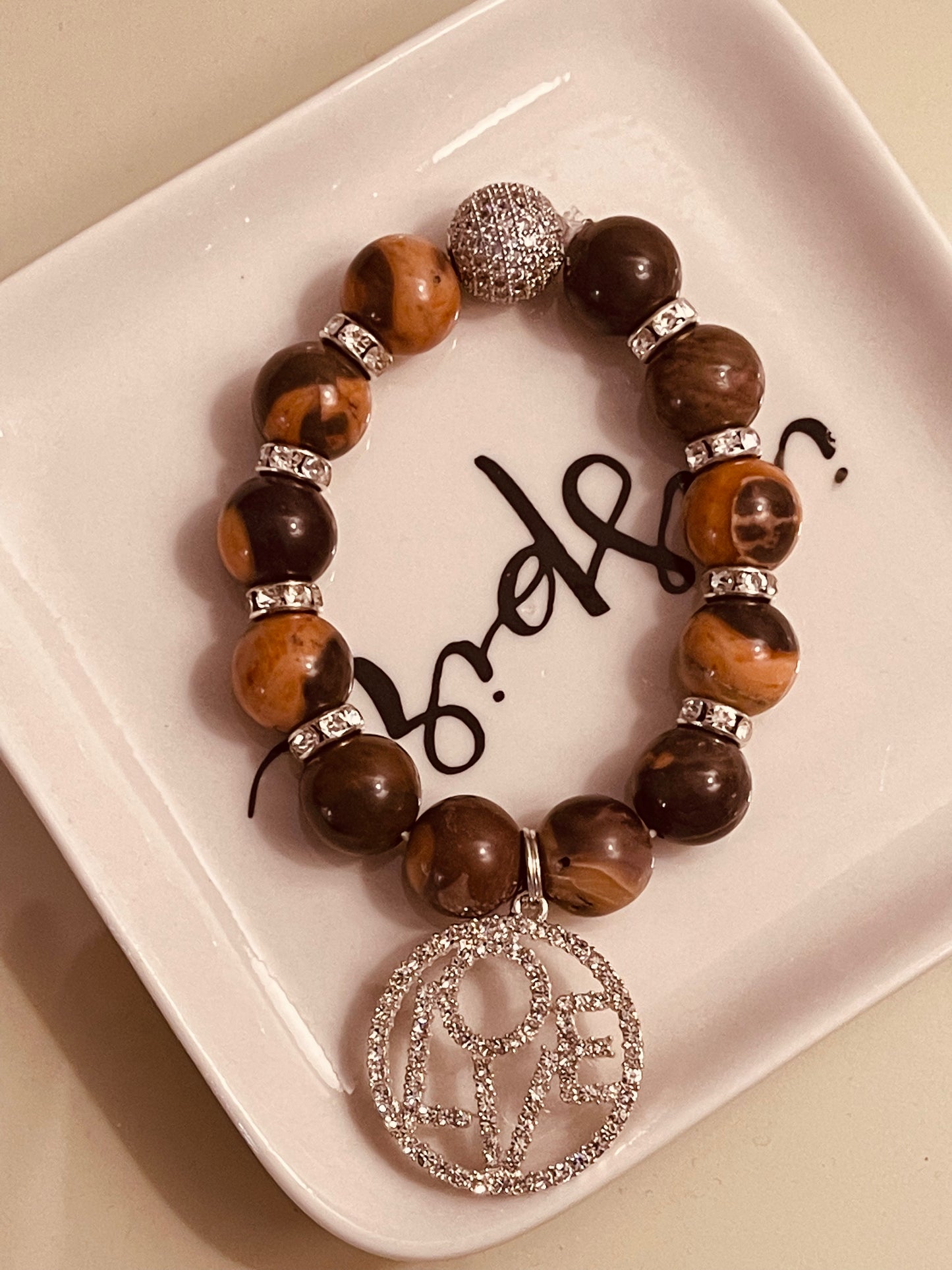 Brown 3 piece bracelet with charms