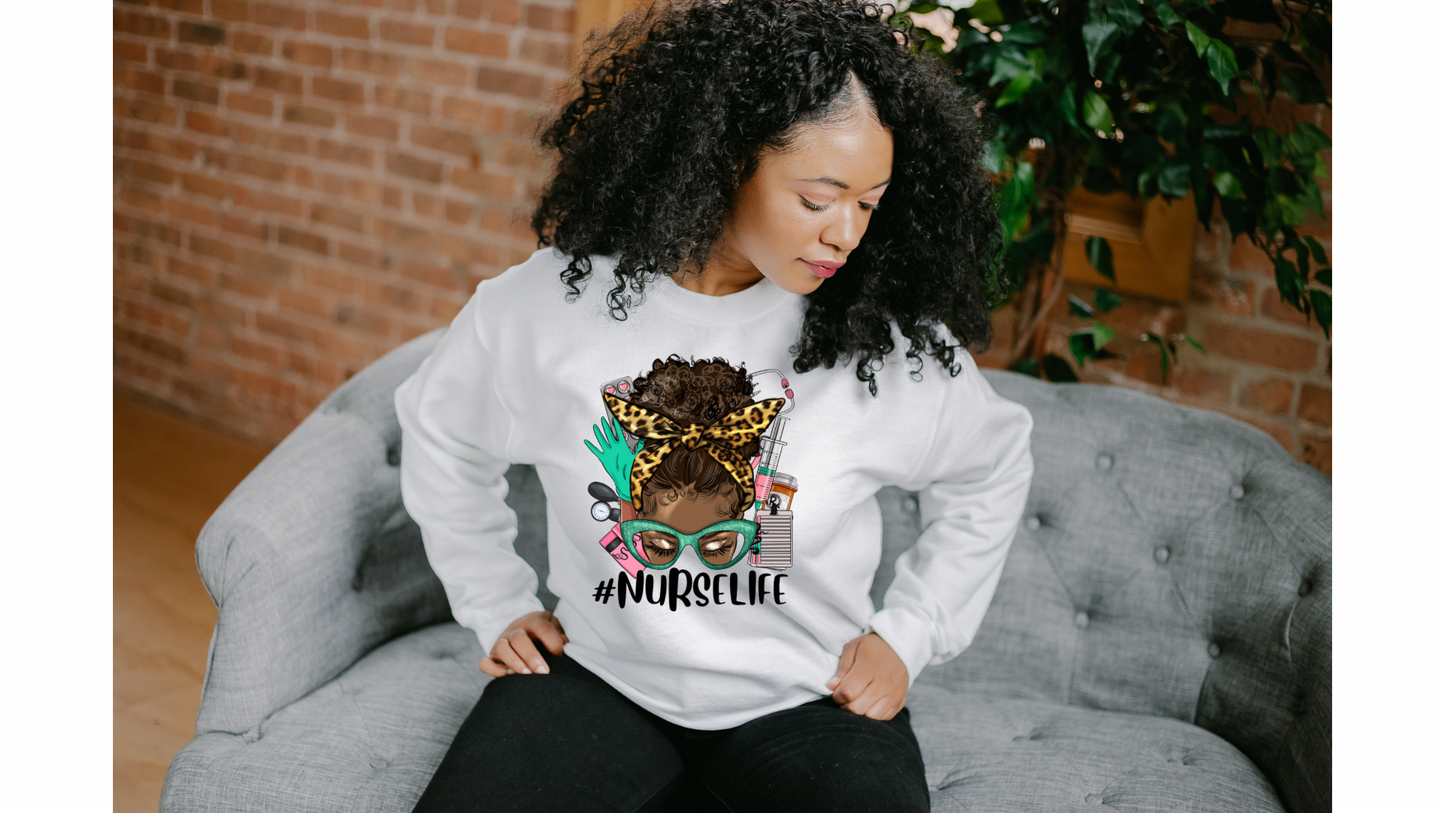 Afro puff nurse life t-shirt