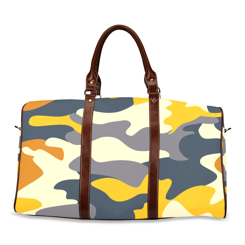 mustard and grey camo weekender Travel Bag