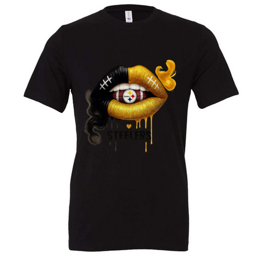 Game day Steelers lips graphic tshirt, soft cotton unisex fit