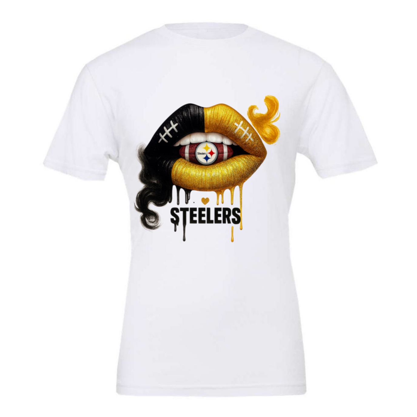 Game day Steelers lips graphic tshirt, soft cotton unisex fit