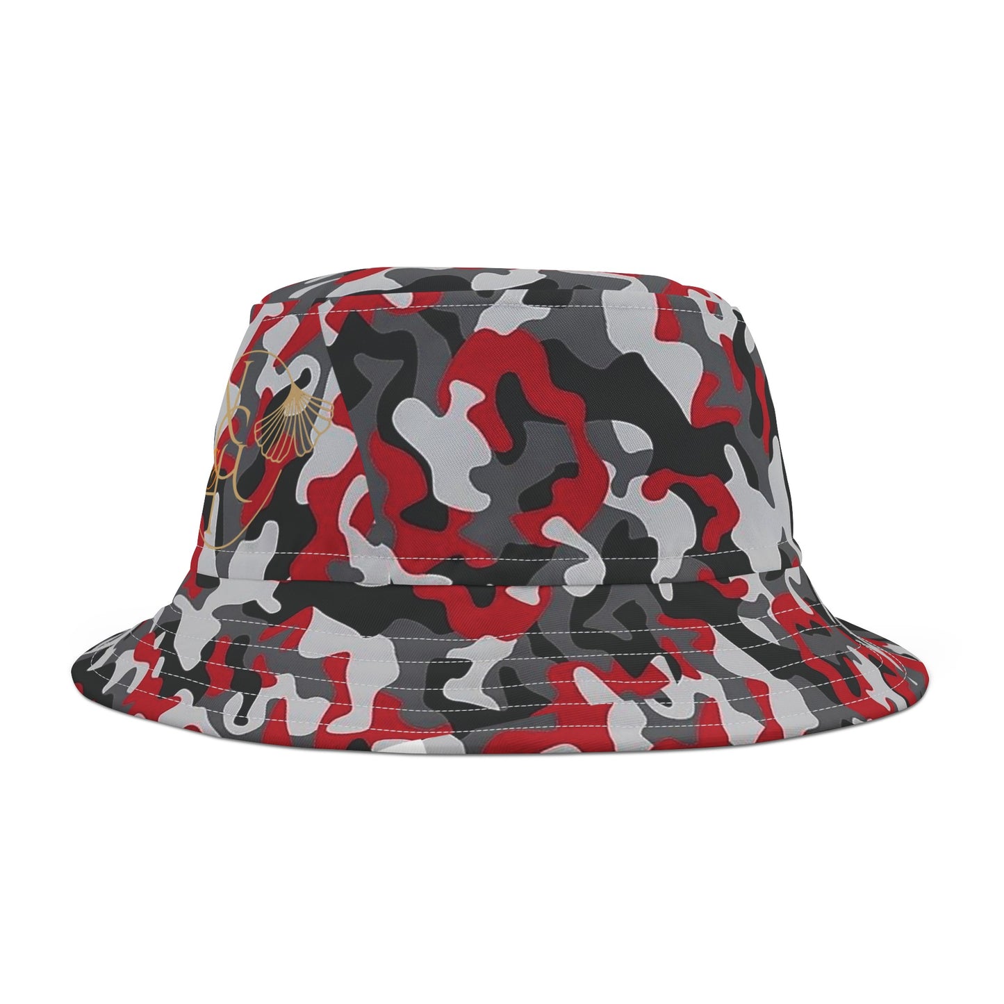 Bucket Hat red and black camouflage