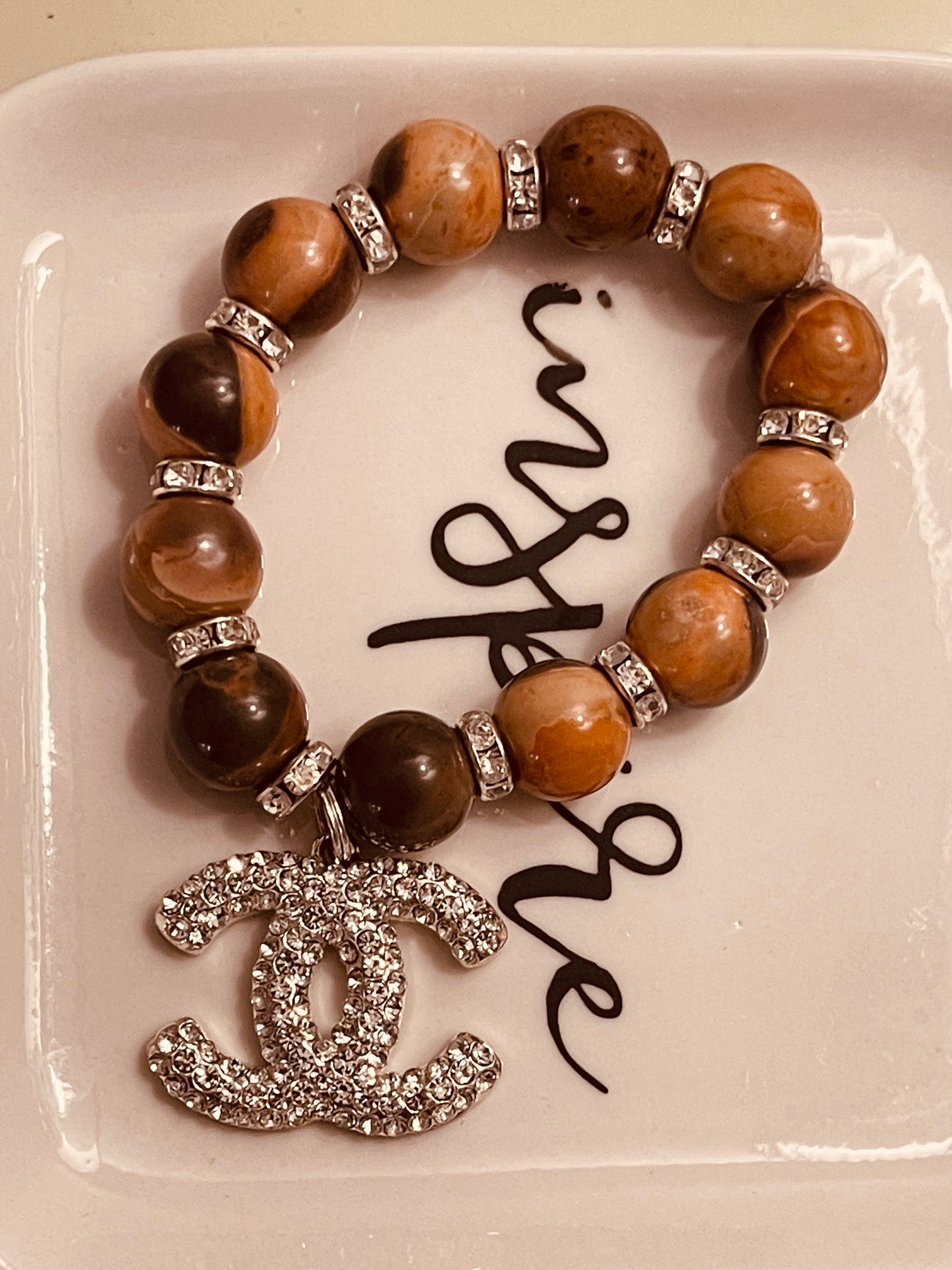Brown 3 piece bracelet with charms
