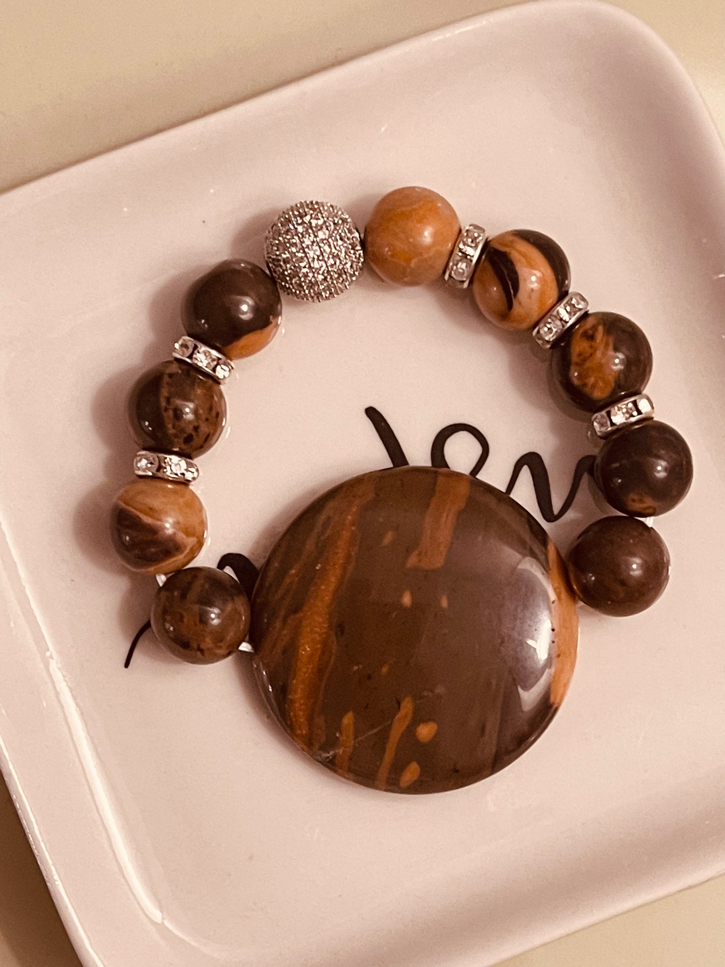 Brown 3 piece bracelet with charms